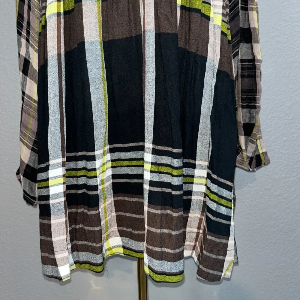 FREE PEOPLE Falling Stars Oversized Babydoll Plaid Mini Dress w/Tie Wrists - XS